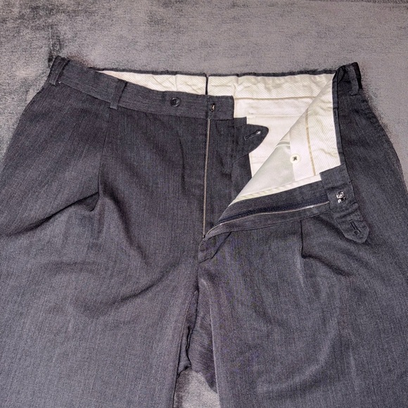 Nordstrom Size 36R/33L Grey 100% Wool Made in USA Business Wedding Dress Pants - Picture 8 of 12